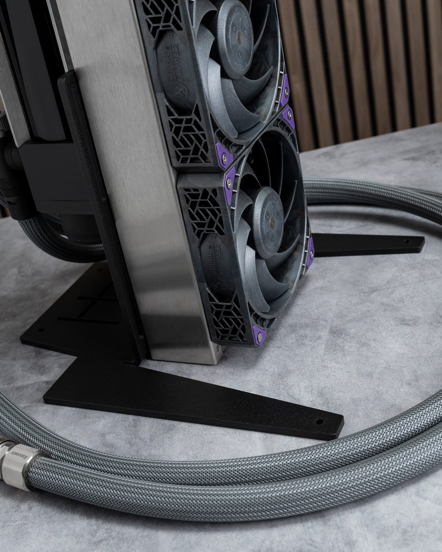 EXT V3 - 120mm and 140mm Universal External Radiator Stand - 3/16" - Black Powdercoat